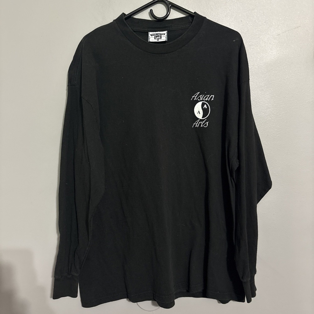 Rare Vintage Black Lee Total Cotton Shirt Sz XL Long sleeve Asian Arts